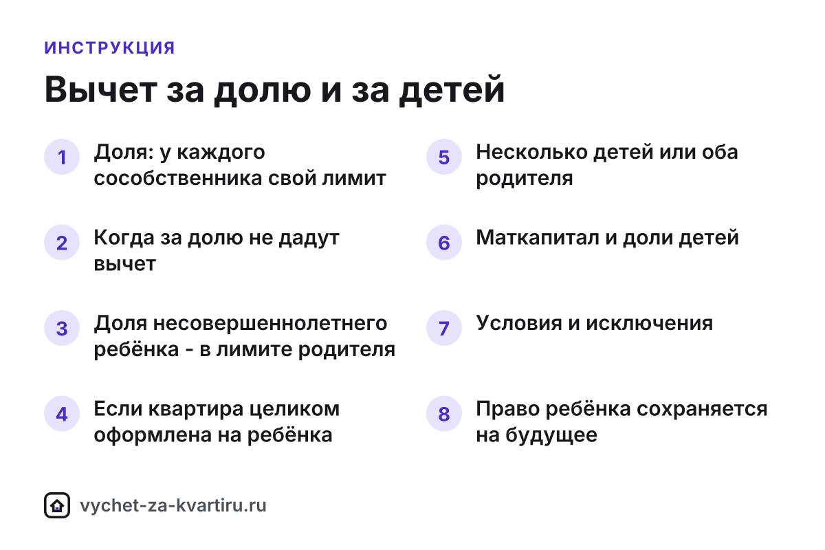 Вычет за долю в квартире и за детей: как считают лимит