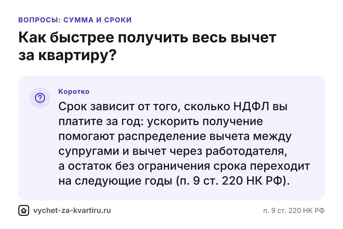Как быстрее получить вычет за квартиру: от чего зависит срок