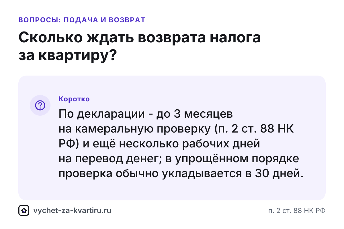 Сколько ждать возврат налога за квартиру: сроки по шагам