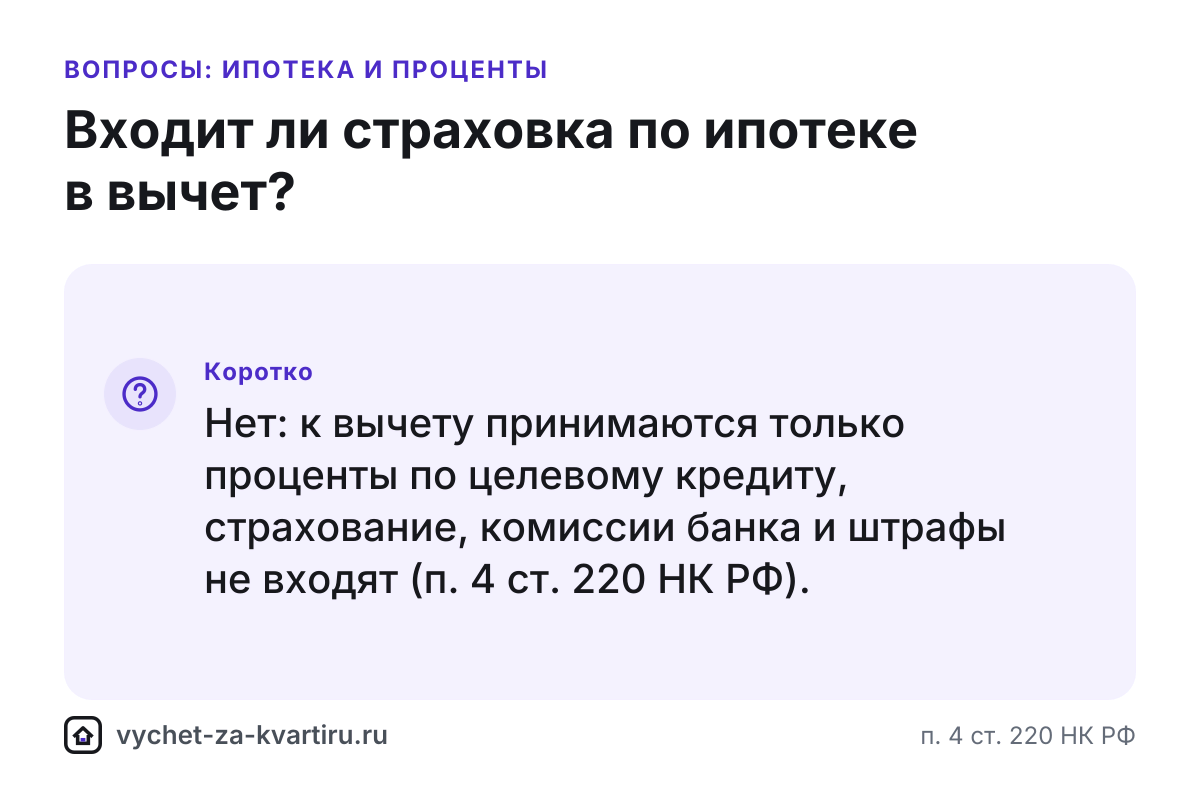 Входит ли страховка по ипотеке в налоговый вычет